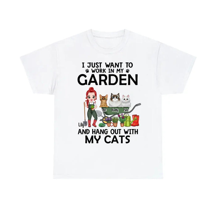 I Just Want To Work In My Garden And Hang Out With My Cats - Personalized Gifts Custom Shirt Cat Lovers