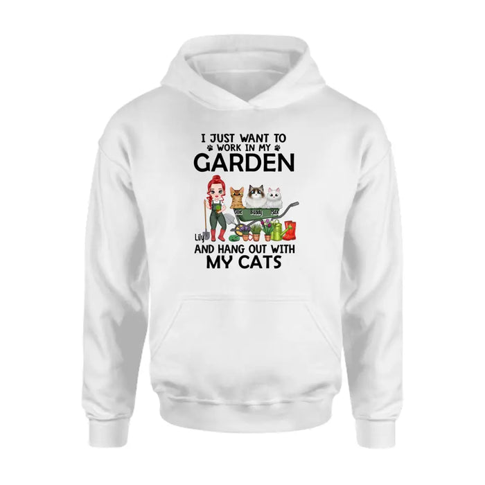 I Just Want To Work In My Garden And Hang Out With My Cats - Personalized Gifts Custom Shirt Cat Lovers