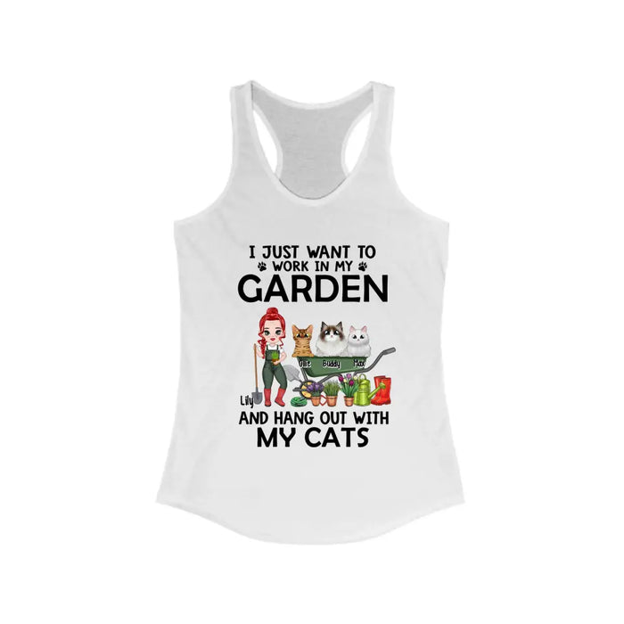 I Just Want To Work In My Garden And Hang Out With My Cats - Personalized Gifts Custom Shirt Cat Lovers