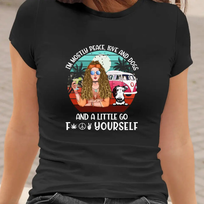 Personalized Shirt, Hippie Girl with Dogs Custom Gift For Dog and Hippie Lovers