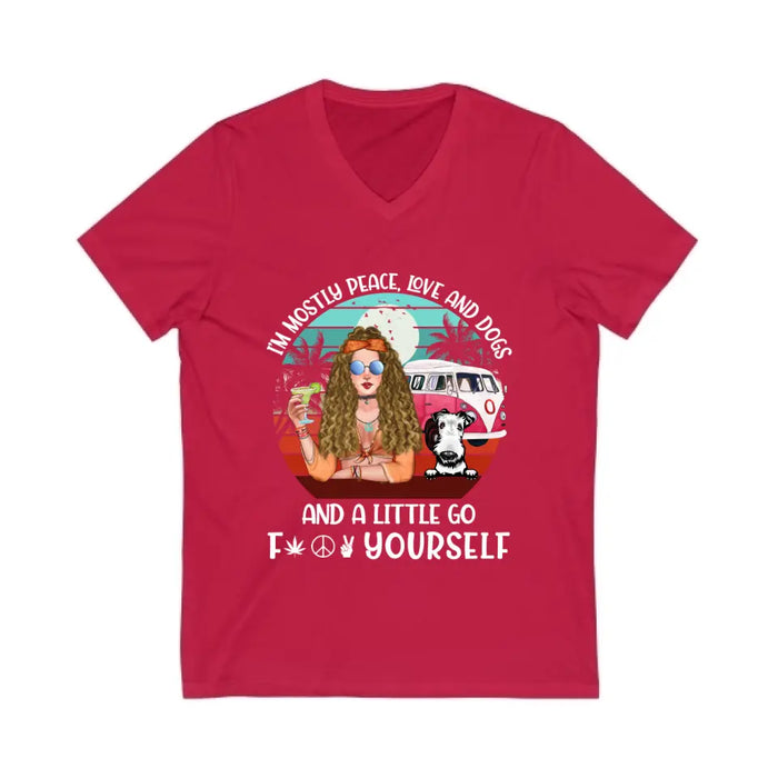 Personalized Shirt, Hippie Girl with Dogs Custom Gift For Dog and Hippie Lovers