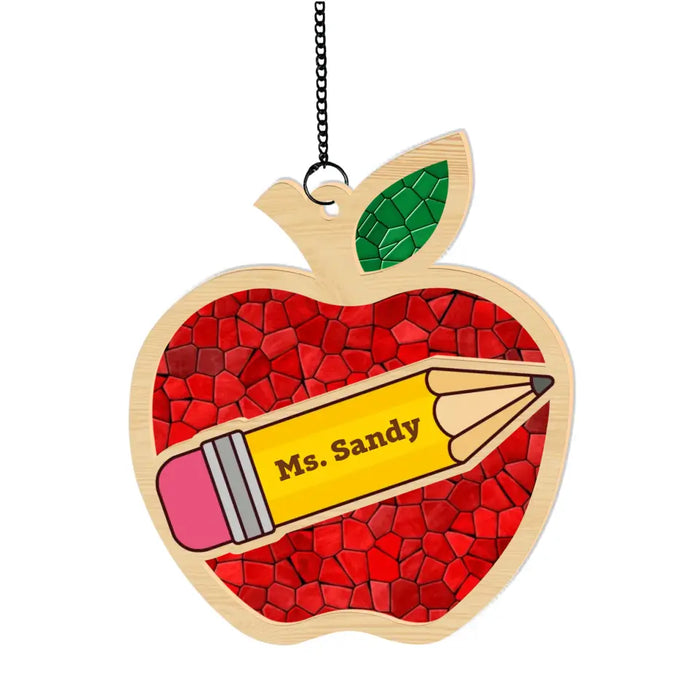 Personalized Teacher Appreciation Suncatcher Ornament, Custom Apple Window Hanging Suncatcher For Teachers, Teacher Gift Ideas