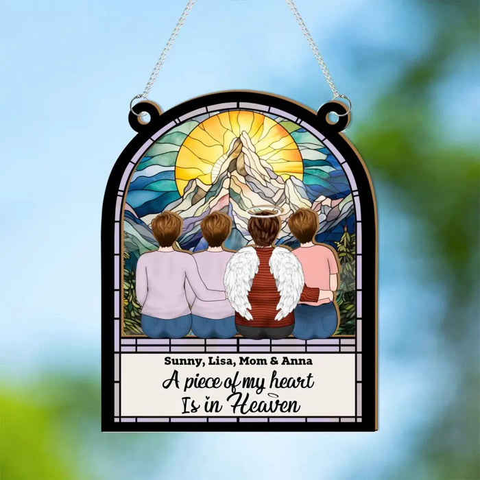 Personalized A Piece Of My Heart Is In Heaven Suncatcher Ornament, Custom Family Window Hanging Suncatcher for Loss of Loved One Sympathy Gifts