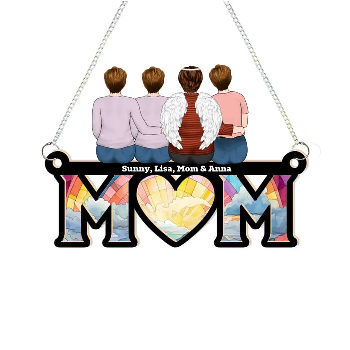 Personalized Mom and Children Suncatcher Ornament, Custom Memorial Window Hanging Suncatcher For Mother, Family