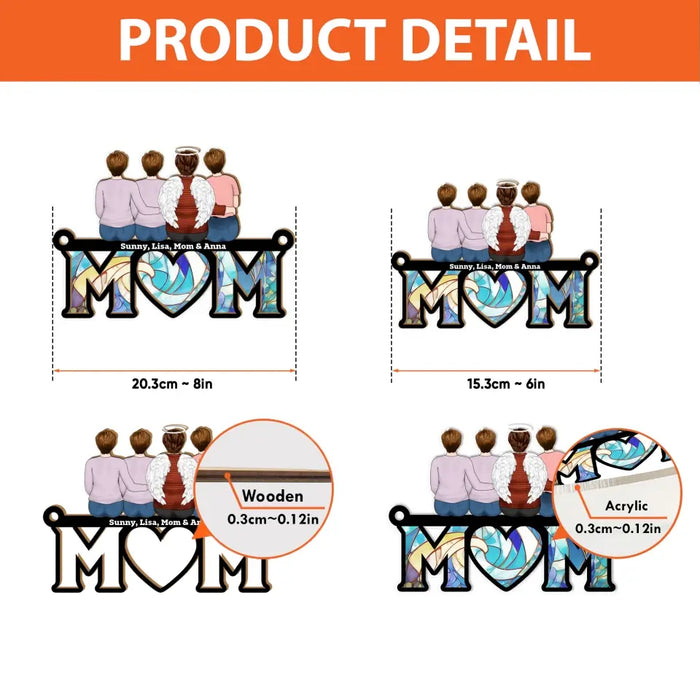 Personalized Mom and Children Suncatcher Ornament, Custom Memorial Window Hanging Suncatcher For Mother, Family