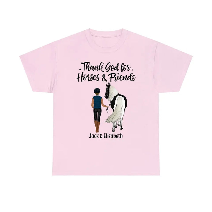 Thank God for Horses & Friends - Personalized Shirt For Her, Horse Lovers