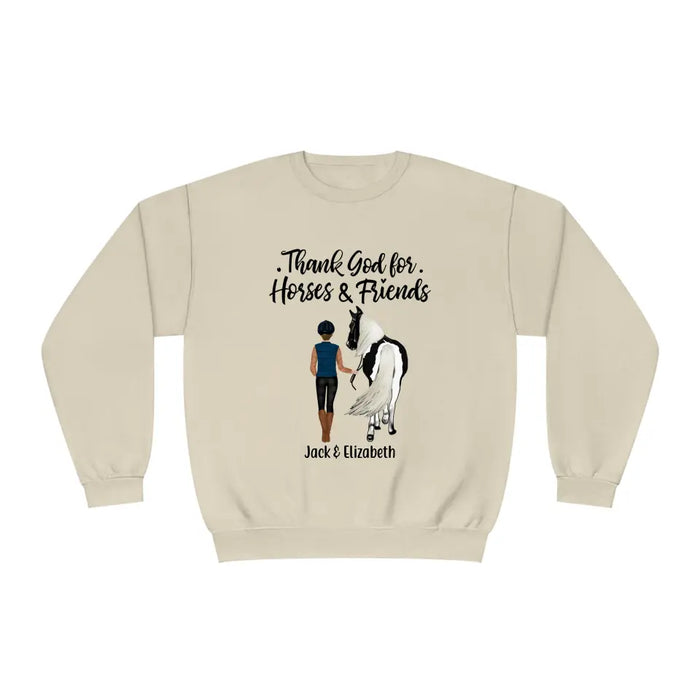 Thank God for Horses & Friends - Personalized Shirt For Her, Horse Lovers