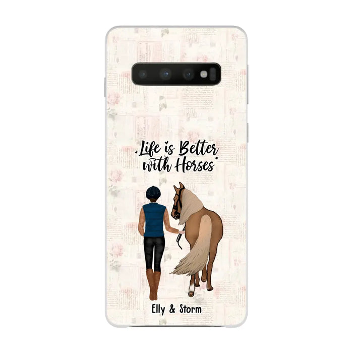 Life Is Better With Horses - Personalized Horse Phone Case, Custom Girl Leading Horse Case For Horse Lovers