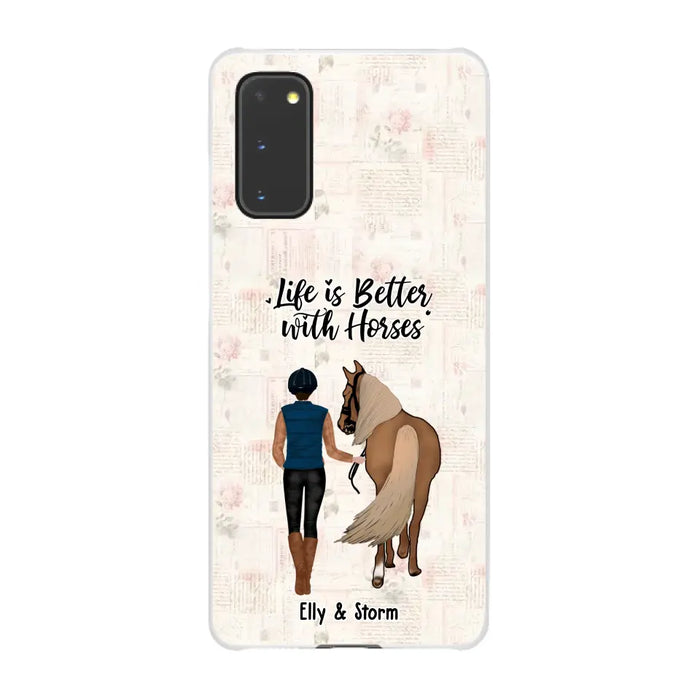 Life Is Better With Horses - Personalized Horse Phone Case, Custom Girl Leading Horse Case For Horse Lovers