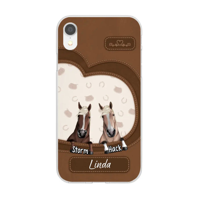 Leather Pattern Horse Mom - Personalized Gifts for Custom Horse Phone Case for Horse Mom, Horse Lovers