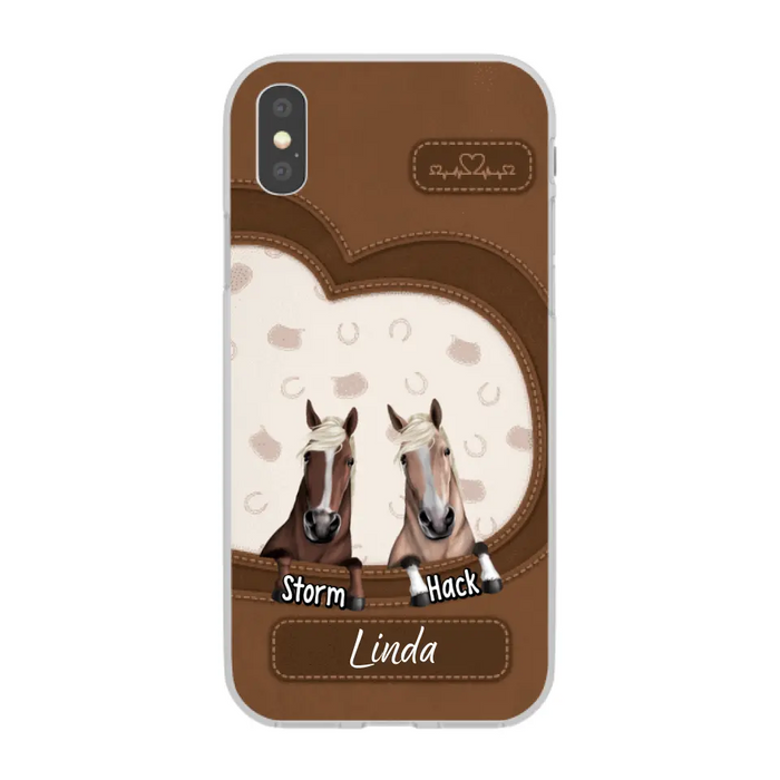 Leather Pattern Horse Mom - Personalized Gifts for Custom Horse Phone Case for Horse Mom, Horse Lovers