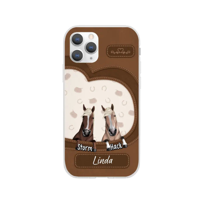 Leather Pattern Horse Mom - Personalized Gifts for Custom Horse Phone Case for Horse Mom, Horse Lovers