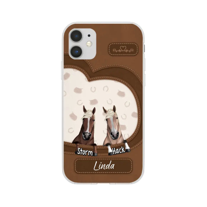 Leather Pattern Horse Mom - Personalized Gifts for Custom Horse Phone Case for Horse Mom, Horse Lovers