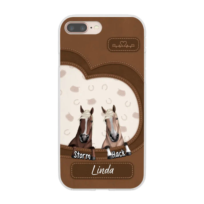 Leather Pattern Horse Mom - Personalized Gifts for Custom Horse Phone Case for Horse Mom, Horse Lovers