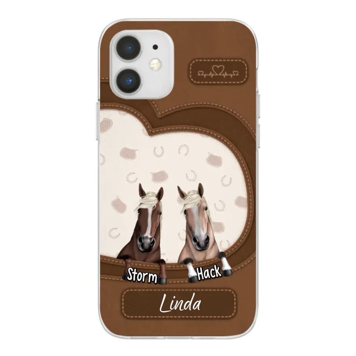 Leather Pattern Horse Mom - Personalized Gifts for Custom Horse Phone Case for Horse Mom, Horse Lovers