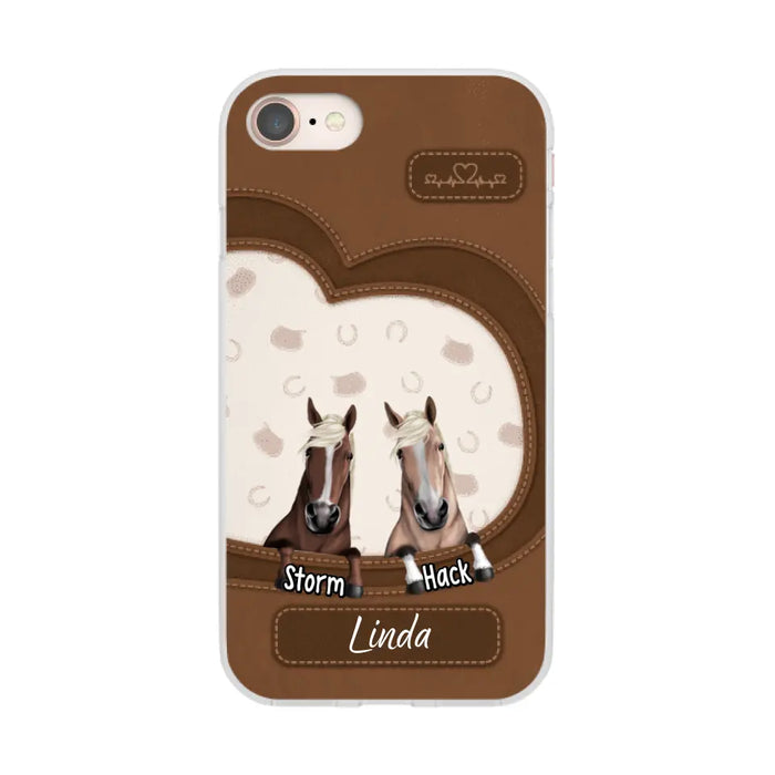 Leather Pattern Horse Mom - Personalized Gifts for Custom Horse Phone Case for Horse Mom, Horse Lovers