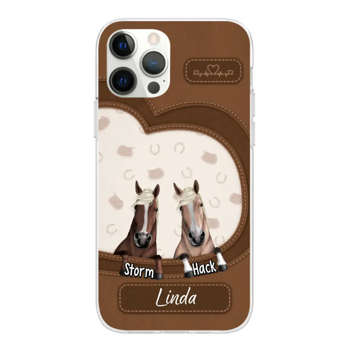 Leather Pattern Horse Mom - Personalized Gifts for Custom Horse Phone Case for Horse Mom, Horse Lovers