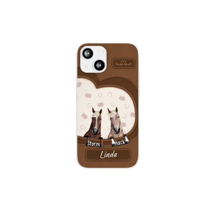 Leather Pattern Horse Mom - Personalized Gifts for Custom Horse Phone Case for Horse Mom, Horse Lovers