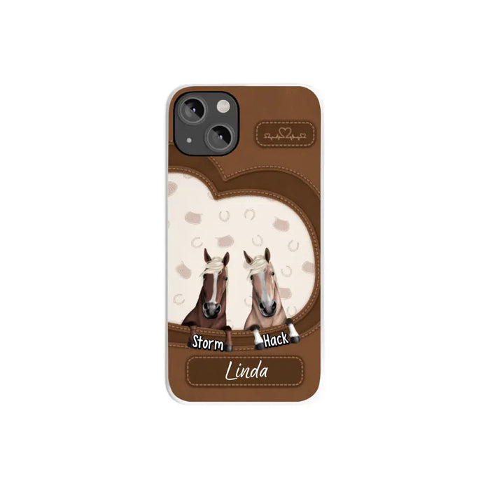 Leather Pattern Horse Mom - Personalized Gifts for Custom Horse Phone Case for Horse Mom, Horse Lovers