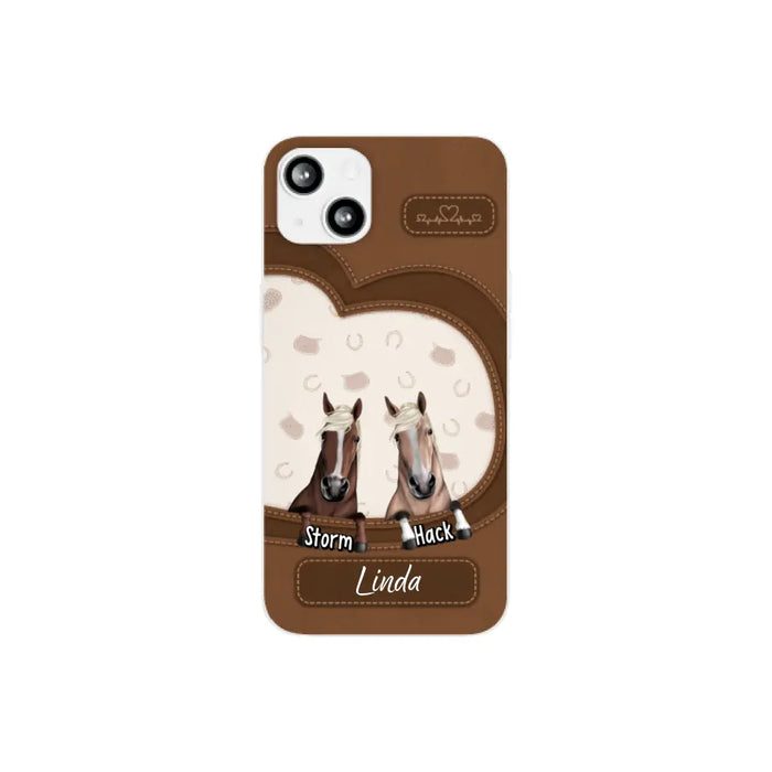 Leather Pattern Horse Mom - Personalized Gifts for Custom Horse Phone Case for Horse Mom, Horse Lovers