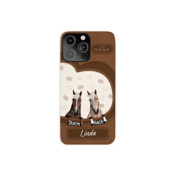 Leather Pattern Horse Mom - Personalized Gifts for Custom Horse Phone Case for Horse Mom, Horse Lovers