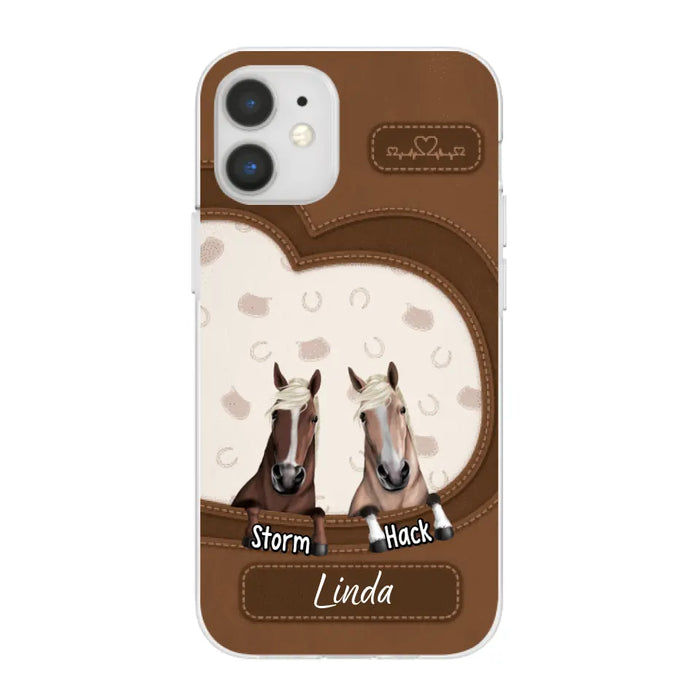 Leather Pattern Horse Mom - Personalized Gifts for Custom Horse Phone Case for Horse Mom, Horse Lovers