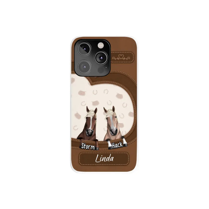 Leather Pattern Horse Mom - Personalized Gifts for Custom Horse Phone Case for Horse Mom, Horse Lovers