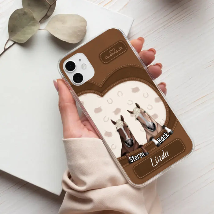 Leather Pattern Horse Mom - Personalized Gifts for Custom Horse Phone Case for Horse Mom, Horse Lovers