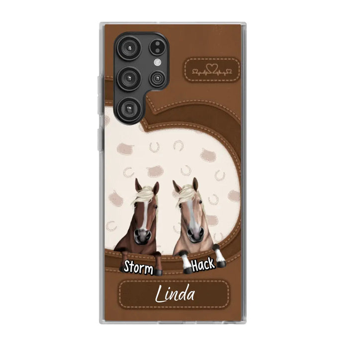 Leather Pattern Horse Mom - Personalized Gifts for Custom Horse Phone Case for Horse Mom, Horse Lovers