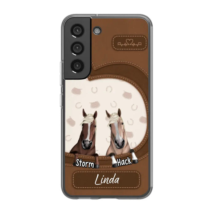 Leather Pattern Horse Mom - Personalized Gifts for Custom Horse Phone Case for Horse Mom, Horse Lovers