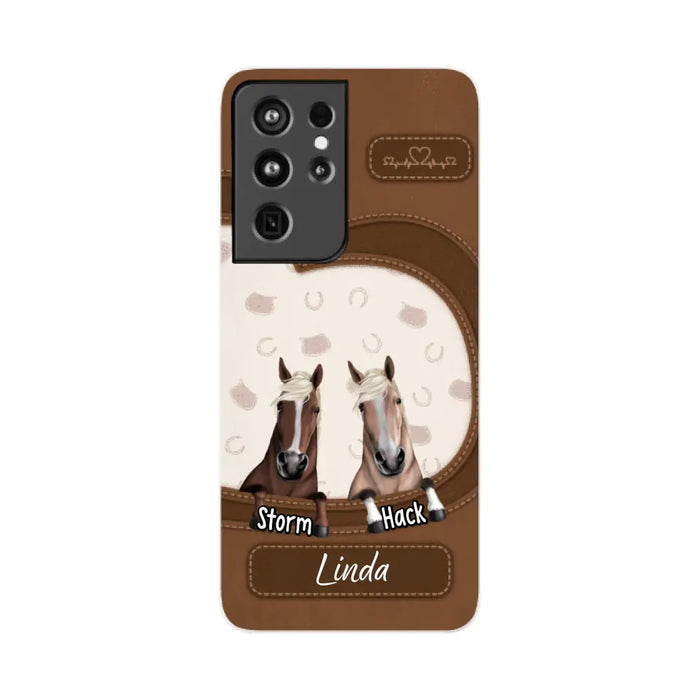 Leather Pattern Horse Mom - Personalized Gifts for Custom Horse Phone Case for Horse Mom, Horse Lovers