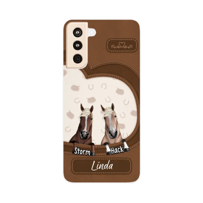 Leather Pattern Horse Mom - Personalized Gifts for Custom Horse Phone Case for Horse Mom, Horse Lovers