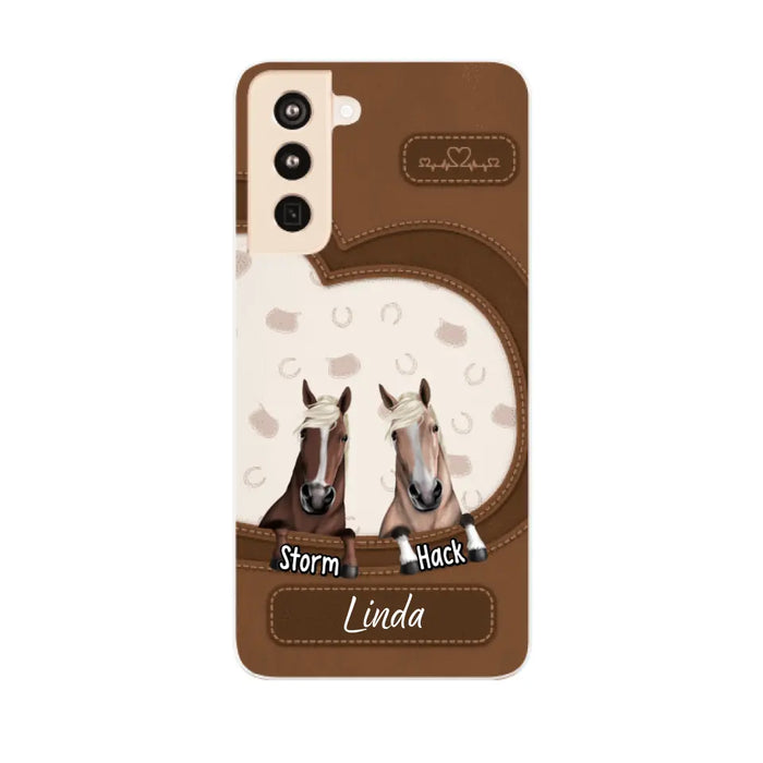 Leather Pattern Horse Mom - Personalized Gifts for Custom Horse Phone Case for Horse Mom, Horse Lovers