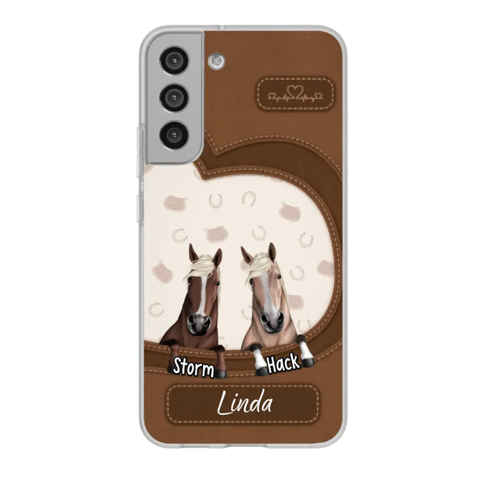 Leather Pattern Horse Mom - Personalized Gifts for Custom Horse Phone Case for Horse Mom, Horse Lovers