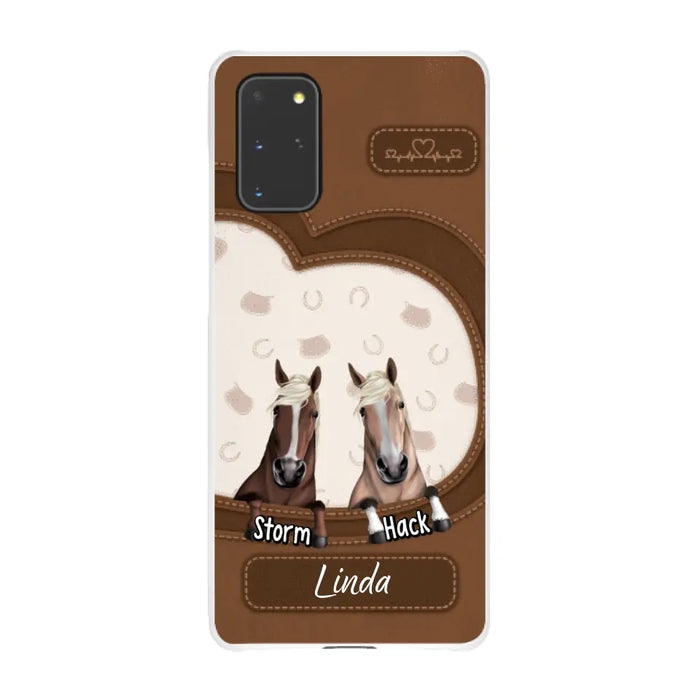 Leather Pattern Horse Mom - Personalized Gifts for Custom Horse Phone Case for Horse Mom, Horse Lovers