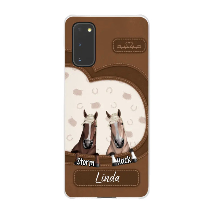 Leather Pattern Horse Mom - Personalized Gifts for Custom Horse Phone Case for Horse Mom, Horse Lovers