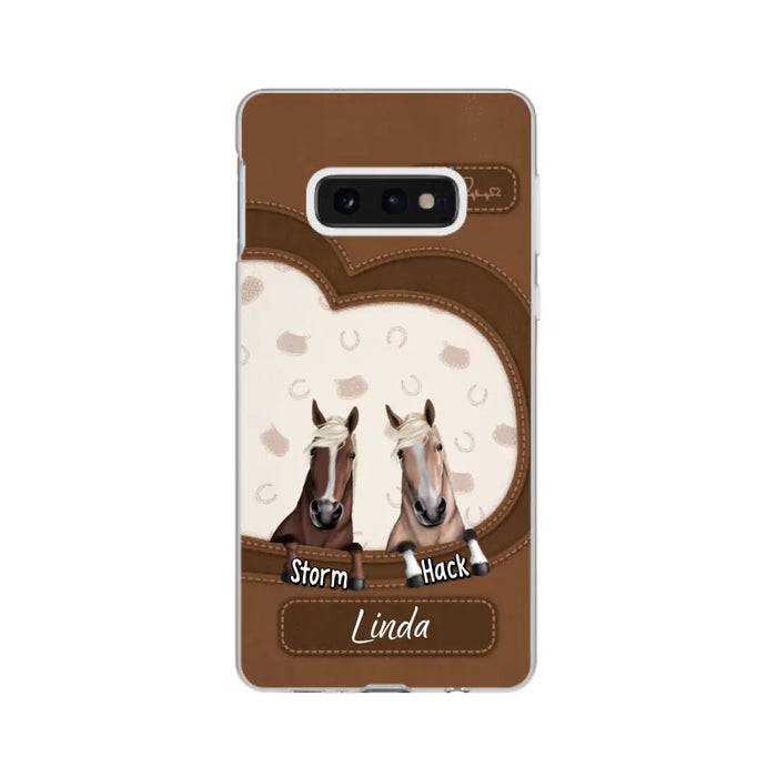 Leather Pattern Horse Mom - Personalized Gifts for Custom Horse Phone Case for Horse Mom, Horse Lovers