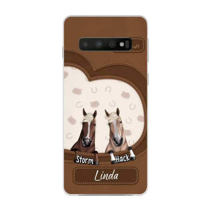 Leather Pattern Horse Mom - Personalized Gifts for Custom Horse Phone Case for Horse Mom, Horse Lovers