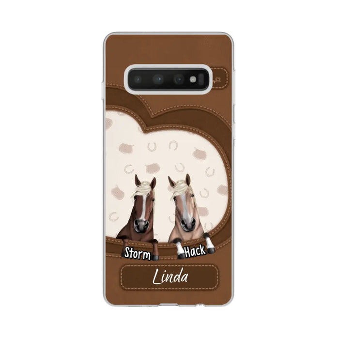 Leather Pattern Horse Mom - Personalized Gifts for Custom Horse Phone Case for Horse Mom, Horse Lovers