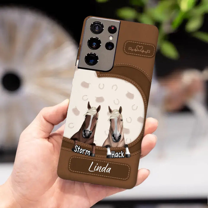 Leather Pattern Horse Mom - Personalized Gifts for Custom Horse Phone Case for Horse Mom, Horse Lovers