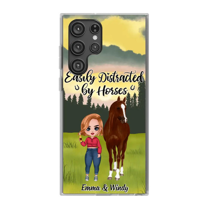 Easily Distracted By Horses - Personalized Phone Case For Her, Horse Lovers, Case For Iphone/Samsung