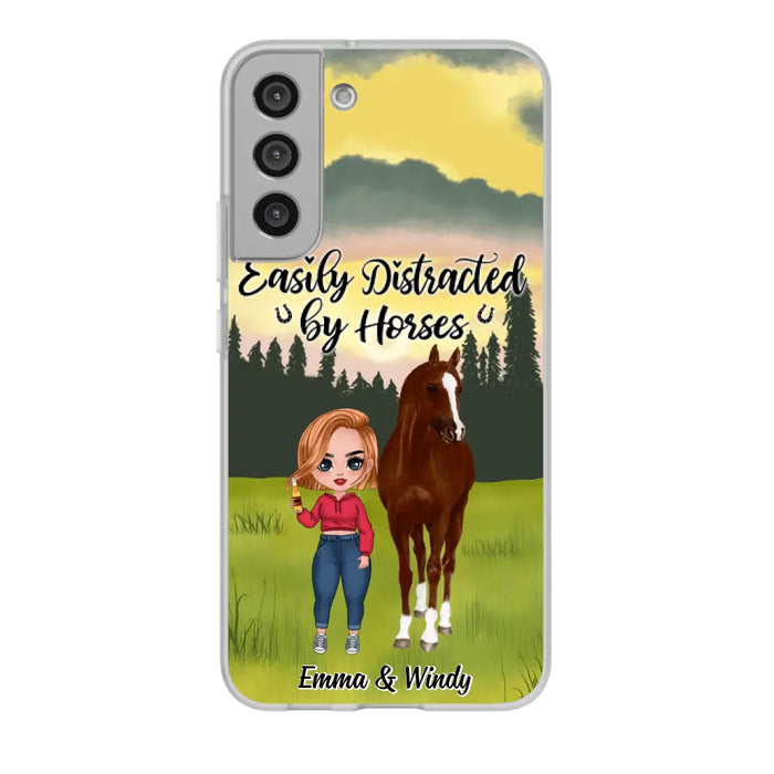 Easily Distracted By Horses - Personalized Phone Case For Her, Horse Lovers, Case For Iphone/Samsung