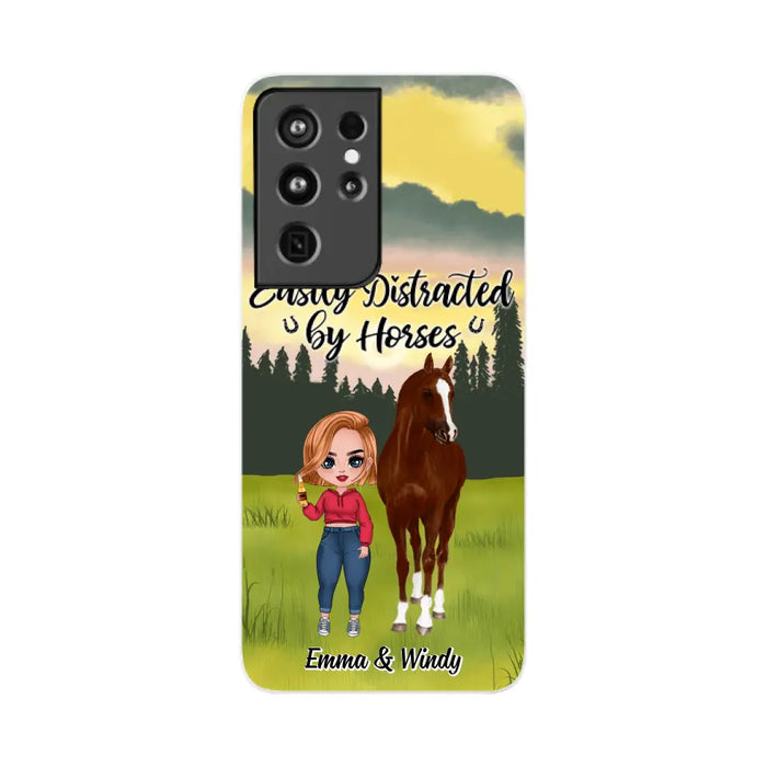 Easily Distracted By Horses - Personalized Phone Case For Her, Horse Lovers, Case For Iphone/Samsung