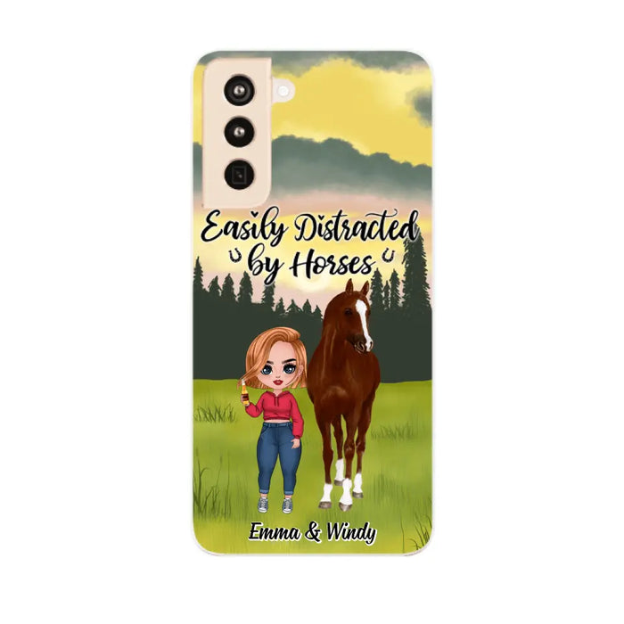 Easily Distracted By Horses - Personalized Phone Case For Her, Horse Lovers, Case For Iphone/Samsung