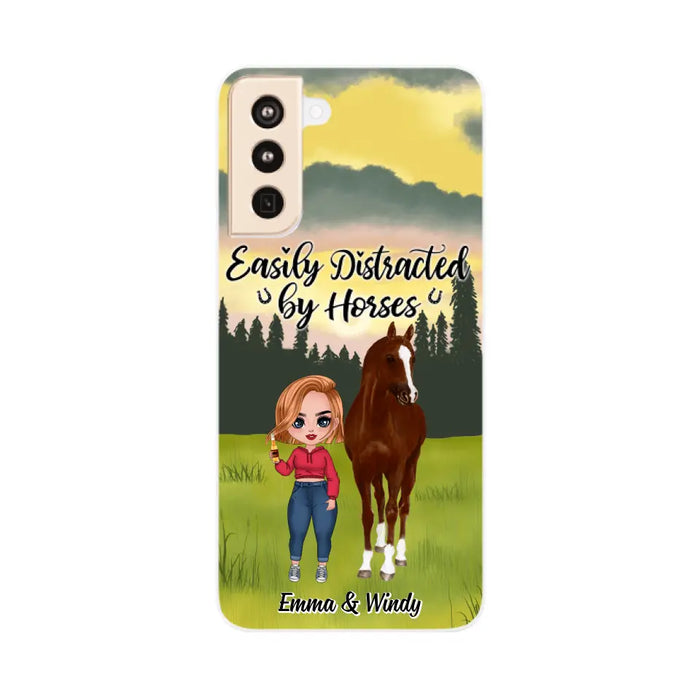 Easily Distracted By Horses - Personalized Phone Case For Her, Horse Lovers, Case For Iphone/Samsung