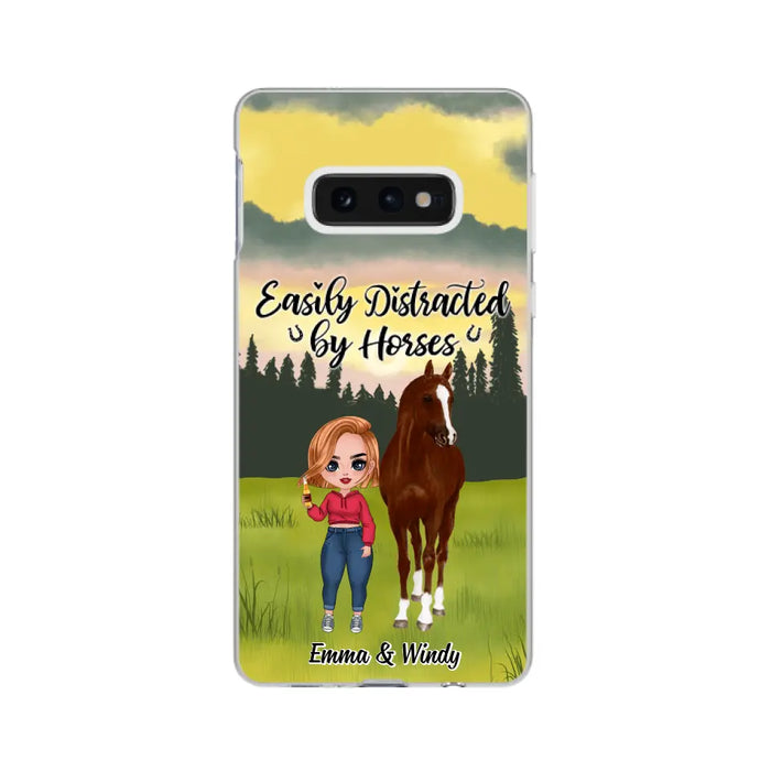 Easily Distracted By Horses - Personalized Phone Case For Her, Horse Lovers, Case For Iphone/Samsung