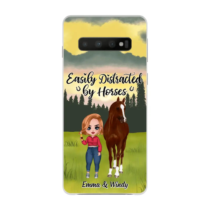 Easily Distracted By Horses - Personalized Phone Case For Her, Horse Lovers, Case For Iphone/Samsung