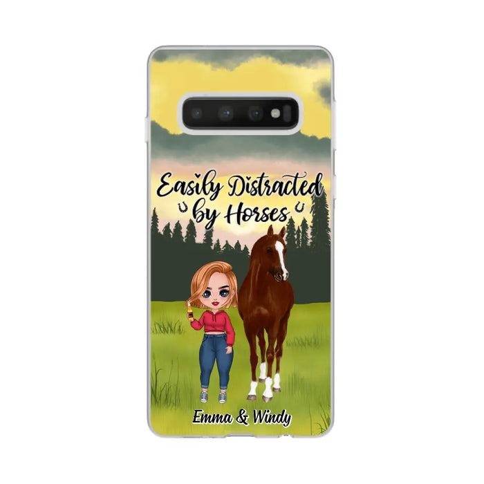 Easily Distracted By Horses - Personalized Phone Case For Her, Horse Lovers, Case For Iphone/Samsung