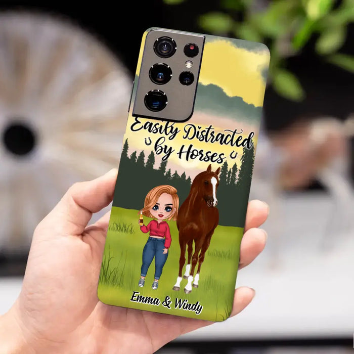 Easily Distracted By Horses - Personalized Phone Case For Her, Horse Lovers, Case For Iphone/Samsung