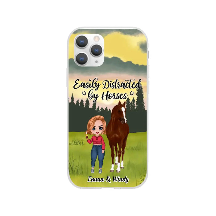 Easily Distracted By Horses - Personalized Phone Case For Her, Horse Lovers, Case For Iphone/Samsung